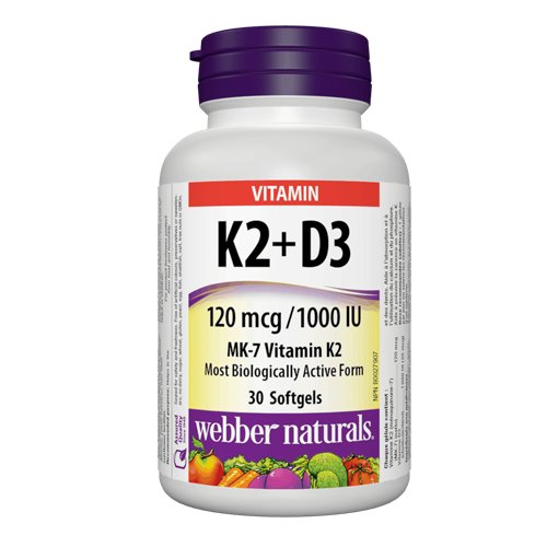 Webber Naturals Vitamin K2 + D3, 30 Ct